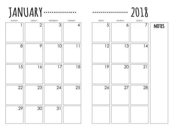 Items similar to Bullet Journal Printable Calendar - 2018 ...