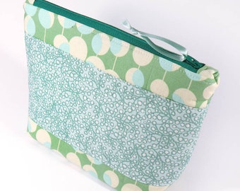 ZIPPER POUCH - Bubble Dots - Cosmetic Bag Aqua Teal