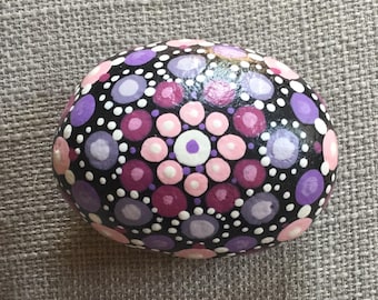 Mandala Stone, painted, rock, egg shaped