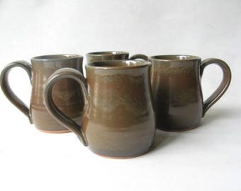 Pottery Mugs 14 oz Set of 4, Coffee Mugs, Set of Handmade Pottery Mugs, Set of Pottery Coffee Mugs, 14 oz Mugs, Stoneware Mugs
