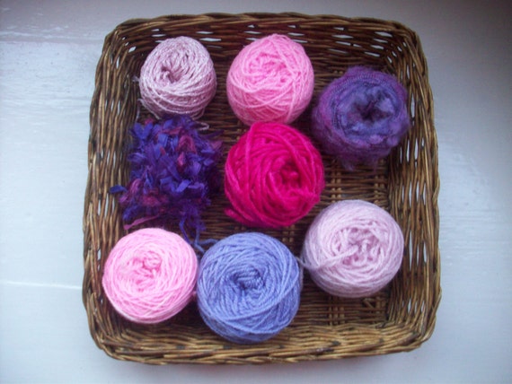 Big grab bag assorted yarn 150g+/ 5 ounces pink roses purple violets