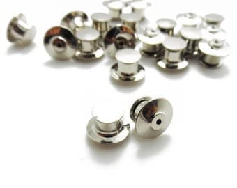 12 Pack of Silver or Gold Locking Pin Backs / Pin Locks / Pin Keepers - Never lose a Special Pin again! New Pricing! Quantity Discounts!