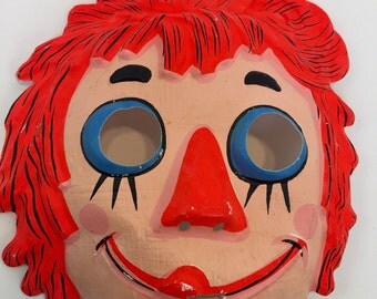 Vintage halloween Mask raggity ann children mask, halloween decor,