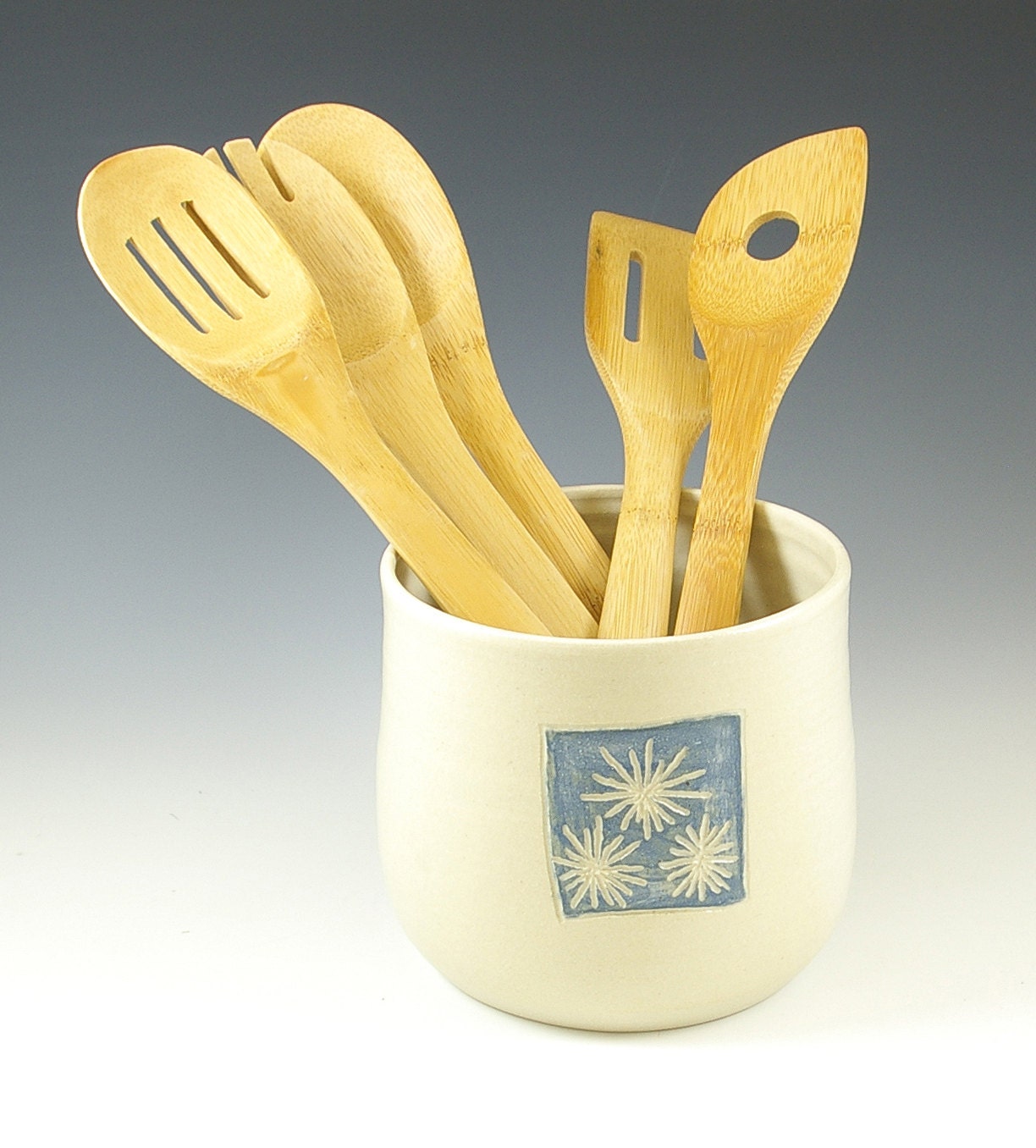 ONE Ceramic Utensil Holder Kitchen Beach Decor Coastal Home