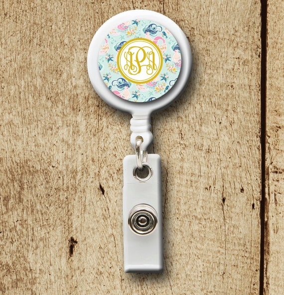 Monogram Retractable ID Badge Holder work badge holder