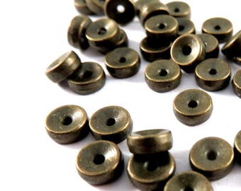 25 Flat Spacer Bead Antique Bronze Double Sided 5mm Tibetan Style LF/NF - 25 pc - M7036-AB25