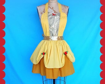 BELLE apron, Belle costume apron, hostess apron, Holiday hostess apron, Beauty and the Beast apron, APRON, women's full apron, hostess gift