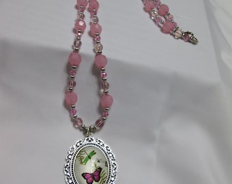 Pink Butterfly/Dragonfly Necklace