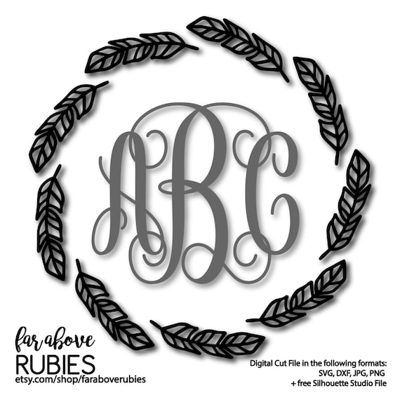 Download Feather Monogram Wreath (monogram NOT included) - SVG, DXF ...