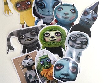 Art Doll Sticker Pack Hand Cut Original Handmade Creatures