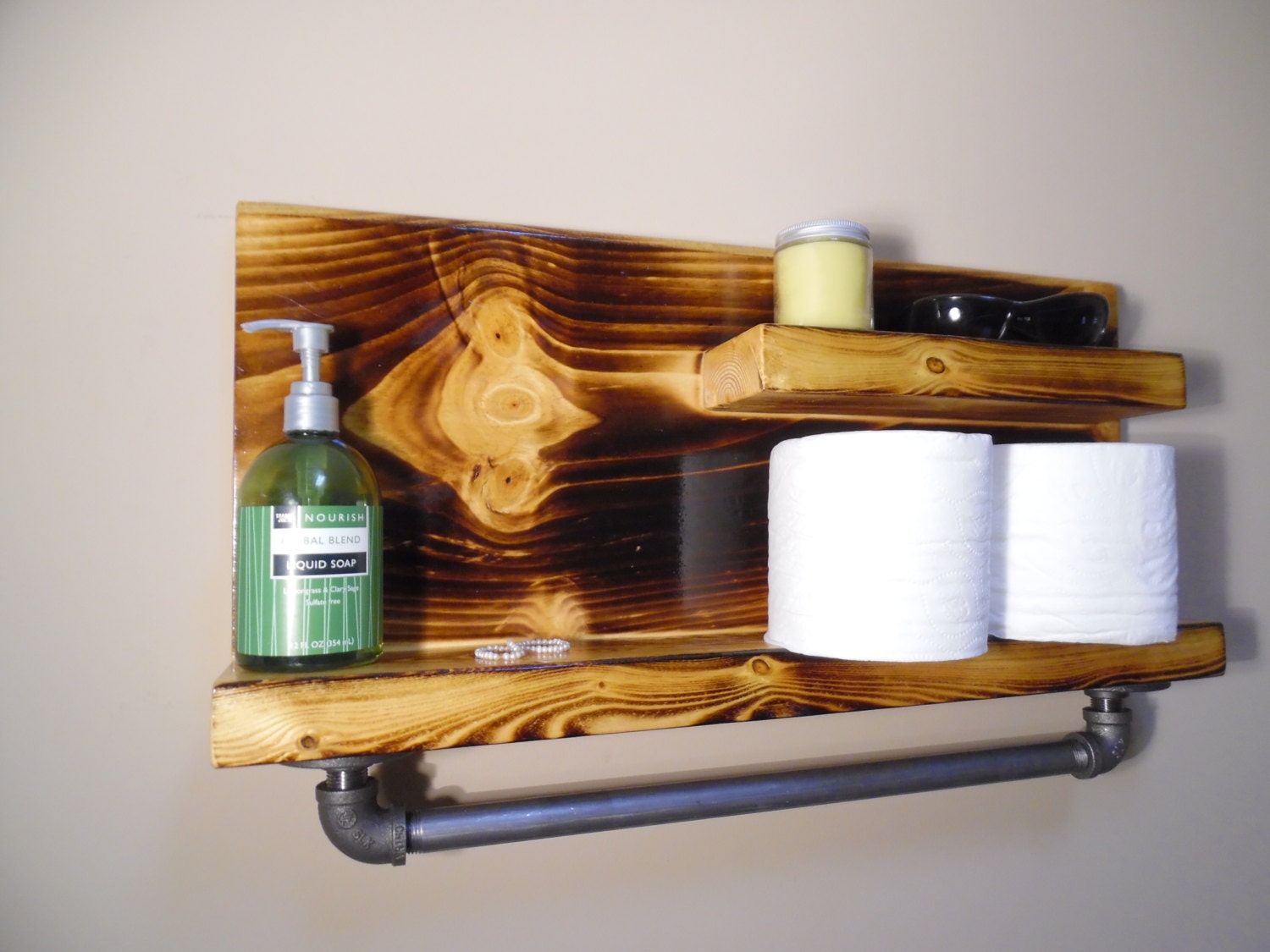 Industrial Pipe Towel Bar Shelf Bathroom Shelves Towel Hook