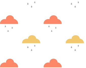 Orange + Yellow Clouds Fabric - Rain Clouds Yellow And Orange By Googoodoll - Nursery Decor Cloud Cotton Fabric By The Yard With Spoonflower