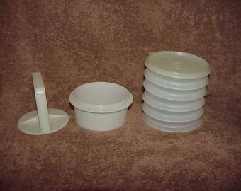 Vintage--Tupperware--Hamburger Press & 5 Keepers--8 Piece Set--Patty Maker--Storage Containers