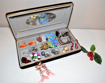 Earring Collection in Vintage Travel Box........12 Pairs