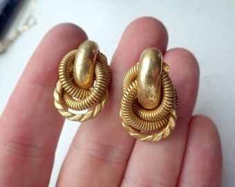 Vintage Miriam Haskell Earrings - Clip on - Twist Design.