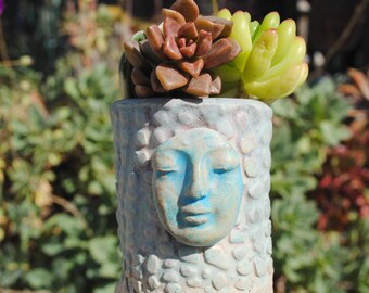 ceramic planter pot tiny garden buddha head vase