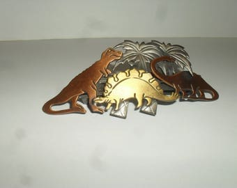 Vintage Copper Dinosaurs - Hair Clip - Barrette - Made in France