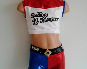 Dancewear. Harley Quinn Inspired Dance Set. 2 Piece Dance Cheer Set. Performance Costume. SIZES 2T - Girls 12