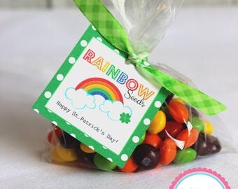 Rainbow Seeds Tag, St. Patrick's Day Tag, St Patricks Day Printable Tag, DIY, Instant Download