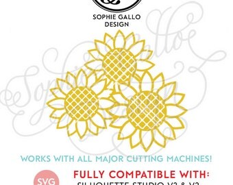 Sunflowers SVG, DXF, PNG digital download files for Silhouette Cricut vector clip art graphics Vinyl Paper Cutting Machine, Screen Printing