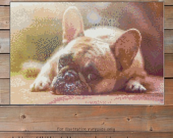 Dog crochet pattern French Bulldog Crochet Chart - Frenchie Dog Graph Crochet - Photo Blanket - Corner to Corner - Cross Stitch