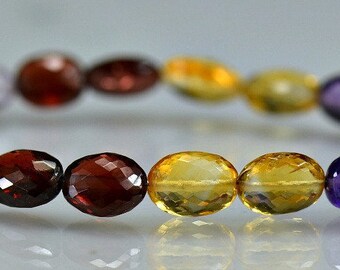 Multi Gemstone Faceted Ovals AAA Amethyst Blue Topaz Citrine Garnet Peridot