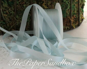 Blue Silk Ribbon, 1/4" wide by the yard, Light Blue Silk, Blue Silk, Hand Dyed Silk, Weddings, Bouquets, Boutonnieres, Invitations, Wedding