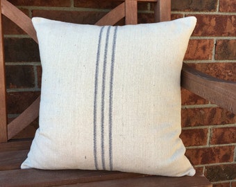 Grain Sack Pillow Cover New Blue Stripe