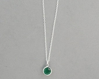 8 mm May Birthstone- Emerald Swarovski Drop Necklace