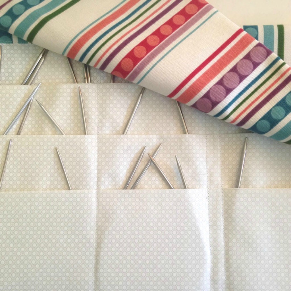 Circular Needle Organizer Striped Fabric Folding Needle Case Knitting Needle Storage Case with
