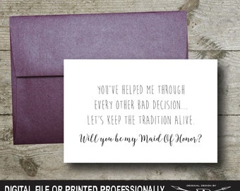 Bridesmaid Proposal Card | Instant Download | Printable File | Will You Be Bridesmaid | Wedding Party Card | Maid Of Honor Request Card