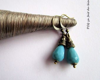 Boucles d'oreilles cuivre et verre facetté