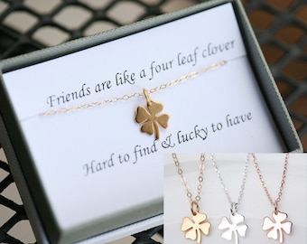 Four leaf clover necklace,shamrock necklace,lucky charm shamrock necklace,,Best friend gift,St Patricks Day gift,sisterhood,birthday gift