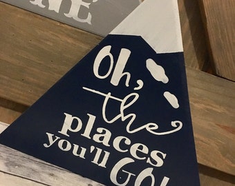 Oh the places you'll go, Dr. Suess quote nursery wall art