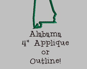 Buy 1 Get 1 Free! State of Alabama Applique Alabama Embroidery Design Alabama Outline Embroidery Design Alabama Embroidery Design 4 x 4 Hoop