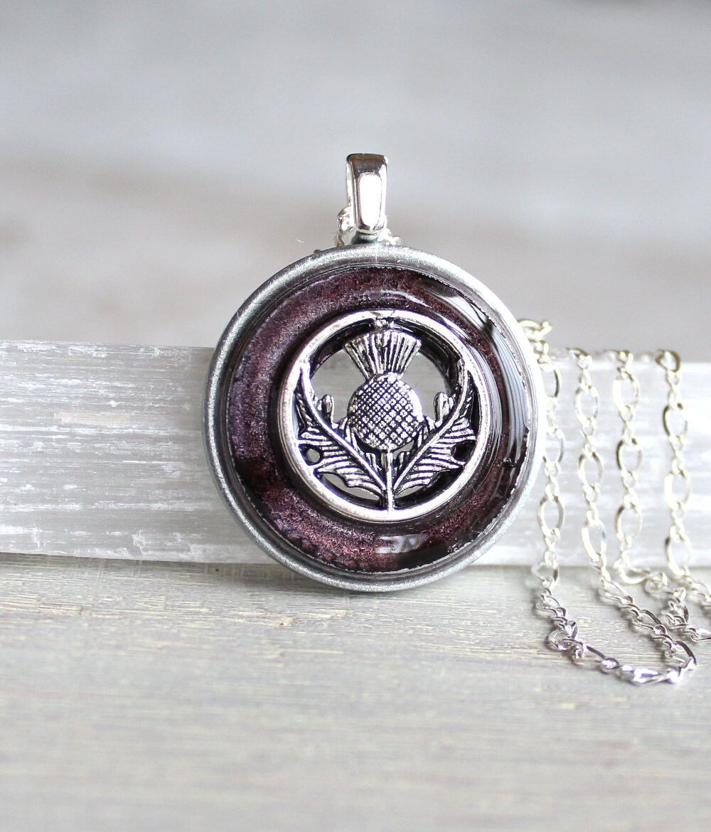 wine Scottish thistle necklace flower necklace thistle