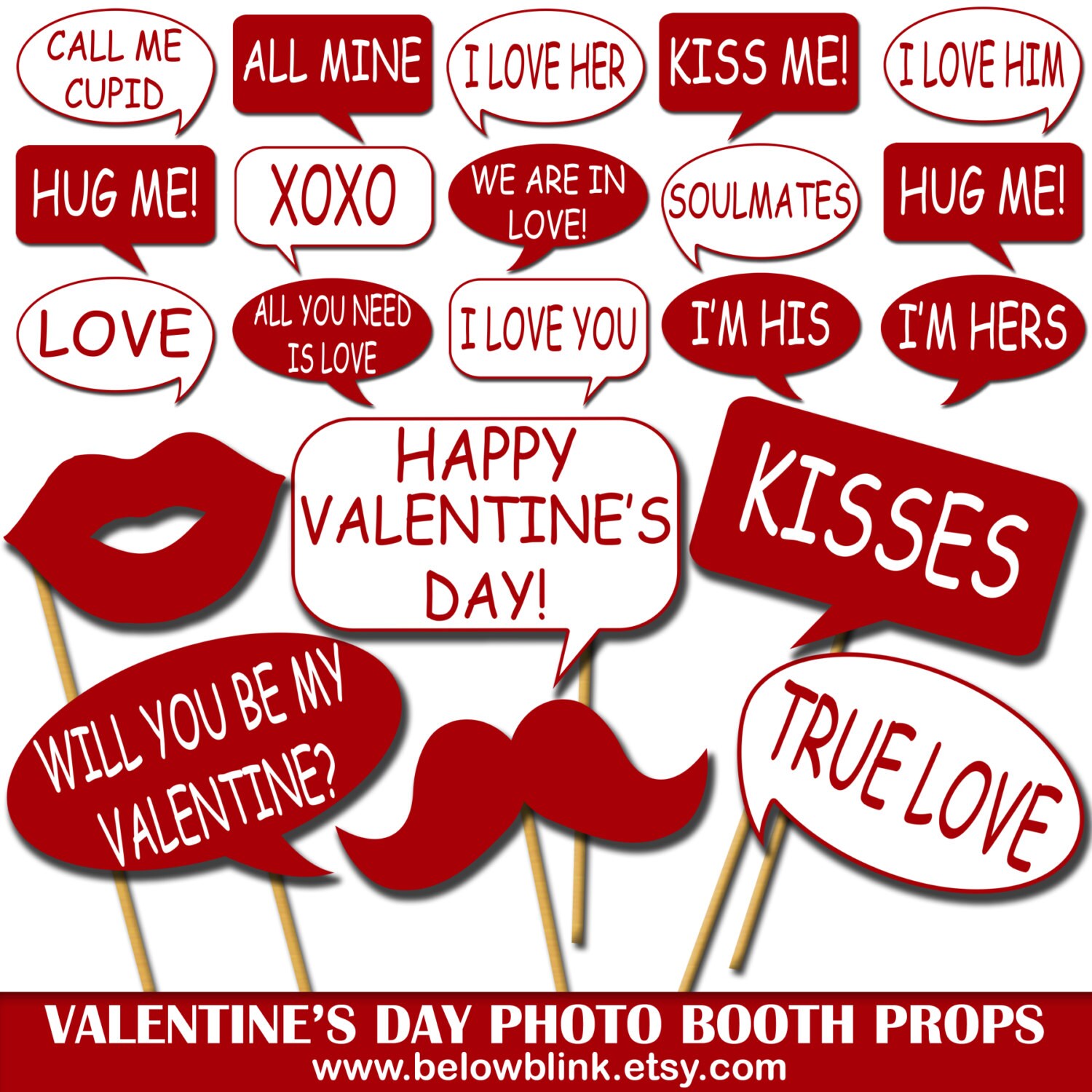 Valentine s Day Photo Props Printable Photo Booth Props