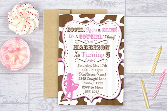 SALE Cowgirl Invitation Cowgirl Invite 5x7 Jpeg DIGITAL File Il_570xn