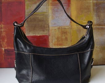 Excellent FOSSIL Handbag Black Leather Shoulder Hobo Bag