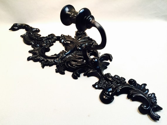 Vintage Black Candle Stick Wall Sconce Set by metalmeg on Etsy