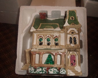 vintage department 56 snow village orginal building ramsey hill house with light