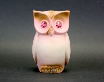 Vintage Roselane Owl Sparkler Figurine with Pink Eyes (E8430)