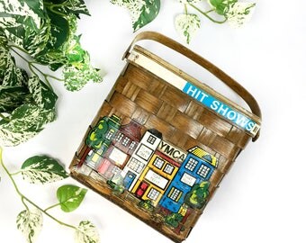 SALE Vintage 1970s Caro Nan Wooden Basket Purse