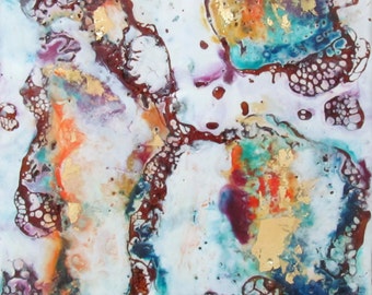 Original Encaustic Painting - Abstract Encaustic - Encaustic Art - Beeswax Painting - Shellac Burn with Gold Leaf