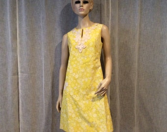 Vintage Lilly Pulitzer Yellow Flowere Dress, Vintage Clothing, Vintage Sixties Designer Dress, Vintage 1960's Mod Dress