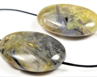 Small Sagenite Agate Oval Pendant - 25mm x 18mm x 6mm - B6289