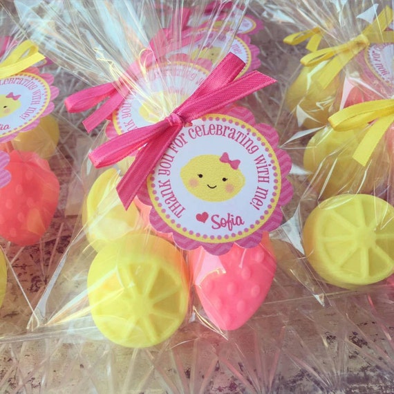 20 LEMONADE SOAPS {10 Favors} - Strawberry Lemonade Party, Strawberry Soap Favors, Lemon Soaps, Soap favors, 1st Birthday, Wedding, Spring Il_570xn