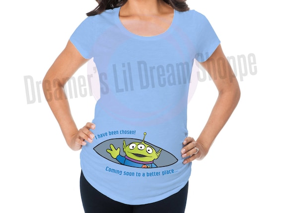 Peeking Toy Story Alien Maternity Shirt Iron-on Printable Instant Download