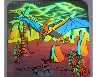 SALE Rare Vintage Hologram Dinosaur Sticker Holographic Pterodactyl