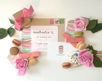French Macacron Invitation. Childrens Birthday Party Invitation. Parisian Party. French Macaron Party. Birthday Party Invite